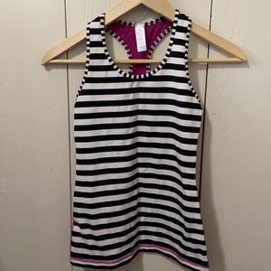 Ivivva Black & White Striped Racerback Tank Top